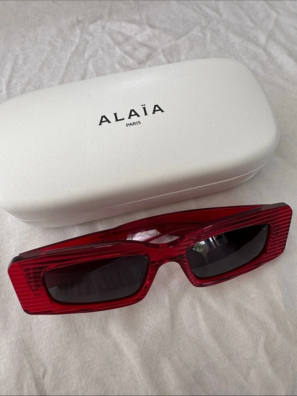 Alaïa Red Rectangular Women's Sunglasses new in box